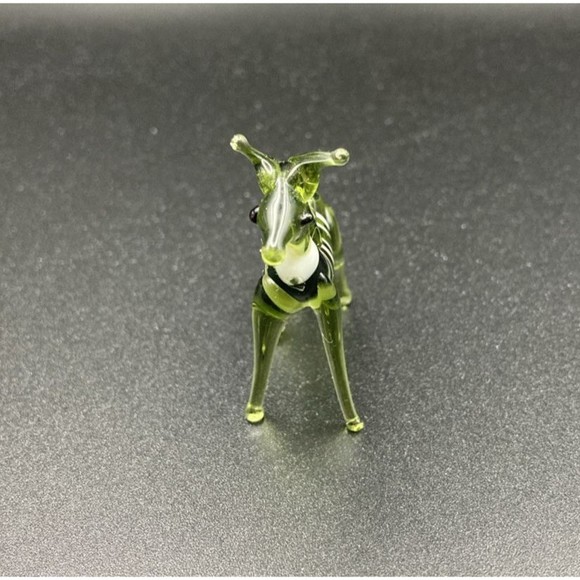 Vintage MCM Blown Glass Zebra Figurine Green Mid Century Murano Style Mini - Picture 3 of 7